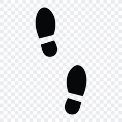 footstep icon, step walk footprint mark vector, shoes human flat black symbol, silhouette stencil for cutting or print. 