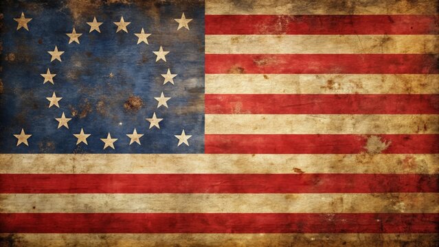 Vintage 1776 Betsy Ross flag with 13 stars representing the original US colonies, Vintage, old, 1776, Betsy Ross, 13 stars