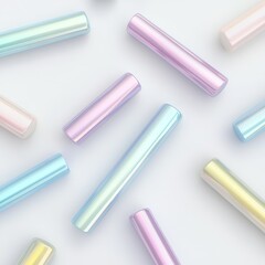 Cute Pastel Silver Rainstick Set - Minimalist 3D Design 1