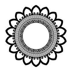 Polynesian tattoo tribal circle design. Samoan tattoo tribal frame circle border stencil.