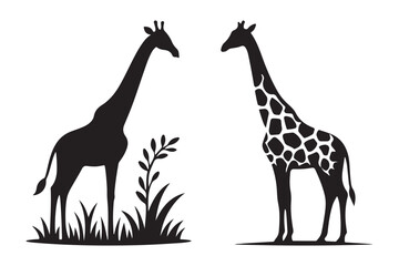 Obraz premium Basic Giraffe Silhouette in Black Vector Graphic