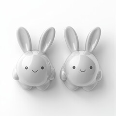Fototapeta premium Cute 3D Pastel Silver Repinique Set: Minimalist & Playful Design 1