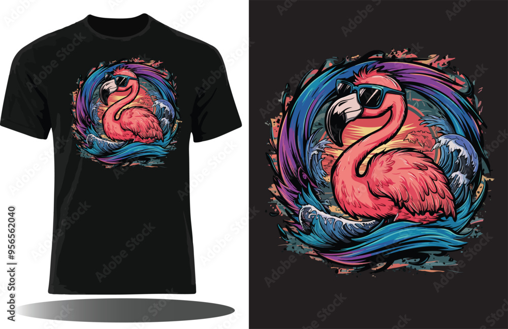 Wall mural Flamingo Cool tee shirt design. Motivation and inspirational quote. Clothing shirt, apparel and other uses Vector print, typography, poster.