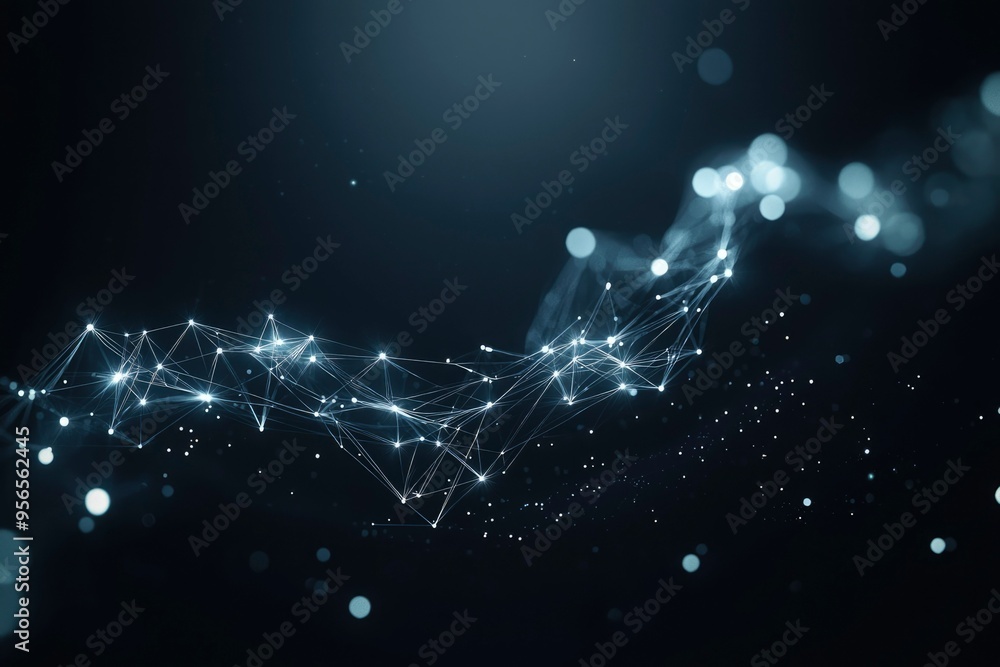 Aufkleber abstract digital network of interconnected nodes with glowing lights
