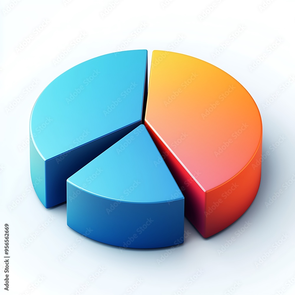 Poster a 3d pie chart graphic for business presentation and data analysis.