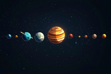 Fototapeta premium A Digital Illustration of Planets in Space
