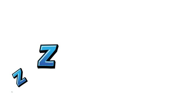 Sleeping Zzz text word, cartoon style. Transparent background or green background. 4K