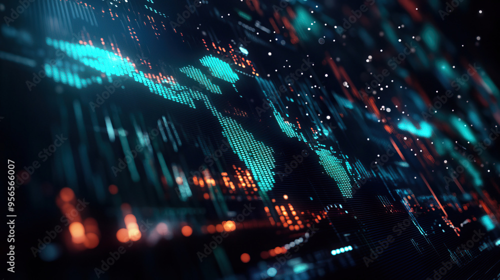 Poster abstract digital background showcasing vibrant data visualization and futuristic technology concepts