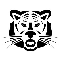 Tiger head icon black color vector illustration image flat style