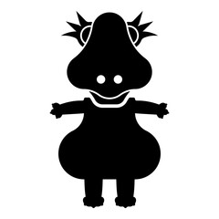 Dinosaur cute dino baby pretty icon black color vector illustration image flat style