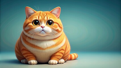 Cute fat orange cat with a cartoon pattern, cat, fat, orange, cartoon, pattern,cute, fluffy, pet, feline, adorable, whiskers