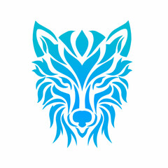 illustration vector graphics of tribal art design ice wolf head