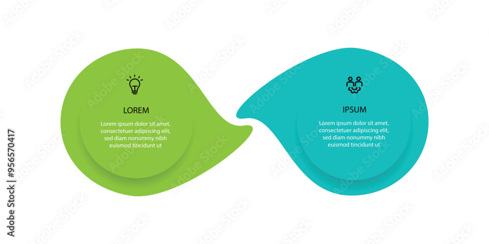 Poster 2 step process infographic template with icons suitable for business information and web presentation
