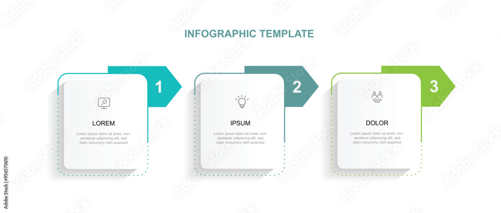 Aufkleber Design template infographic vector element with 3 step process or option suitable for business information and web presentation