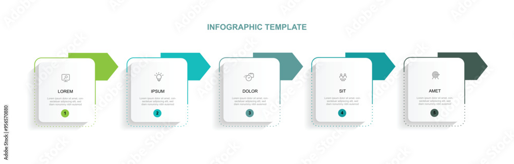 Poster 5 step columns for infographic template