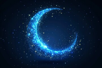 Fototapeta premium A Crescent Moon Formed of Glittering Stars in a Night Sky