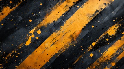 Obraz premium A yellow and black striped background with dots, modern european ink painting, matte background