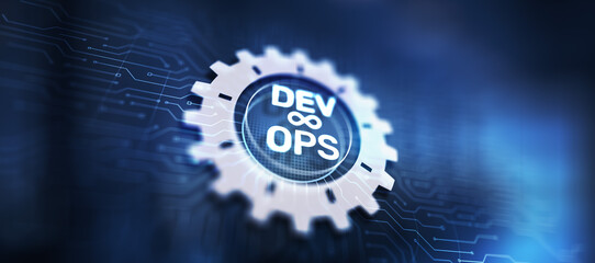 DevOps Agile development concept on virtual screen.