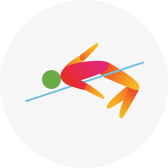High jump  competition icon. Colorful sport sign.  