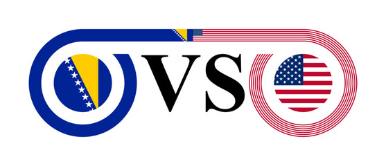 concept between bosnia vs united states. vector illustration isolated on white background