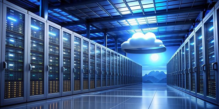 AWS cloud computing platform with servers and data storage, technology, Amazon, services, cloud