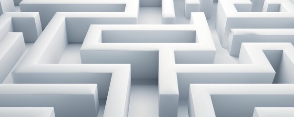 A 3D rendering of white maze signifies challenge, solution finding, and complexity in problem-solving