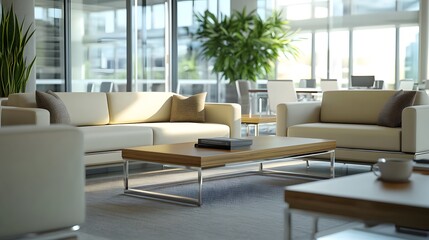 Modern Office Lounge Interior with Natural Light