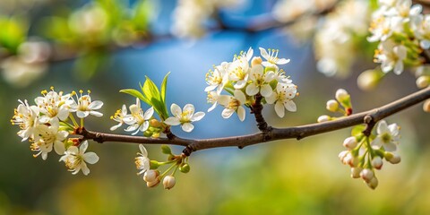 Fototapeta premium Close-up of delicate flowers on a wingnut tree branch, wingnut, Pterocarya fraxinifolia, tree, flowers, nature, botanical