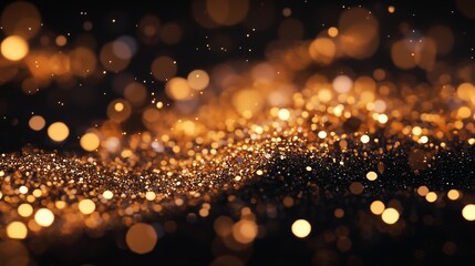 Luxurious gold glitter on black background.
