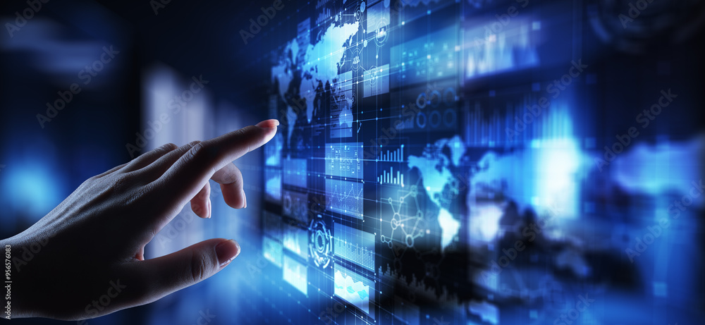 Poster business intelligence dashboard with graph and icons. big data. trading and investment. modern techn