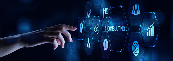 Consulting firm service business finance solutions concept.