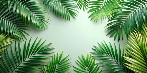 Tropical palm leaves on background for exotic plant decor and botanical designs, exotic, tropical, palm, leaves,background, plant