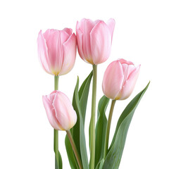 Fototapeta premium Pink tulips on white background.png