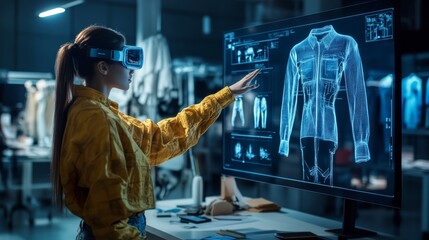High-Tech Design Studio with Virtual Fashion Designer Creating Augmented Reality Clothing
