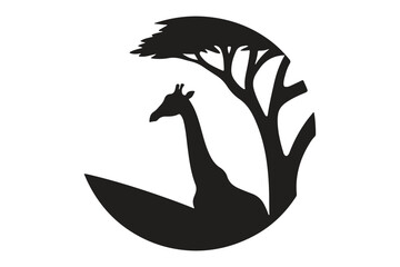 Sleek Giraffe Silhouette in Black Vector Illustration