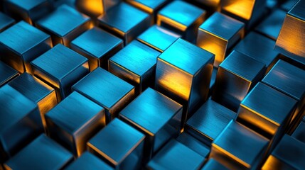 Obraz premium Abstract Blue and Gold Cubes