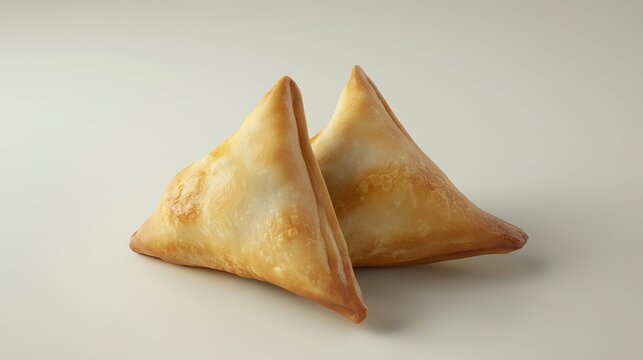 Appetizing Real Style Fataya Samosa on a Wooden Table, Crispy Golden Brown Delights, Delicious Indian Snack Ready to Enjoy