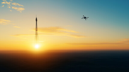 a person appears to be abducted by aliens in a sci-fi looking scene near radio astronomy telescope 