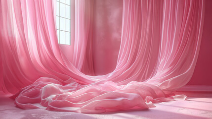 Pink curtain, pink stage backdrop with pink curtains