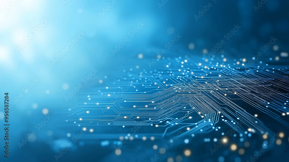 Poster abstract futuristic digital and technology on dark blue color background. ai(artificial intelligence