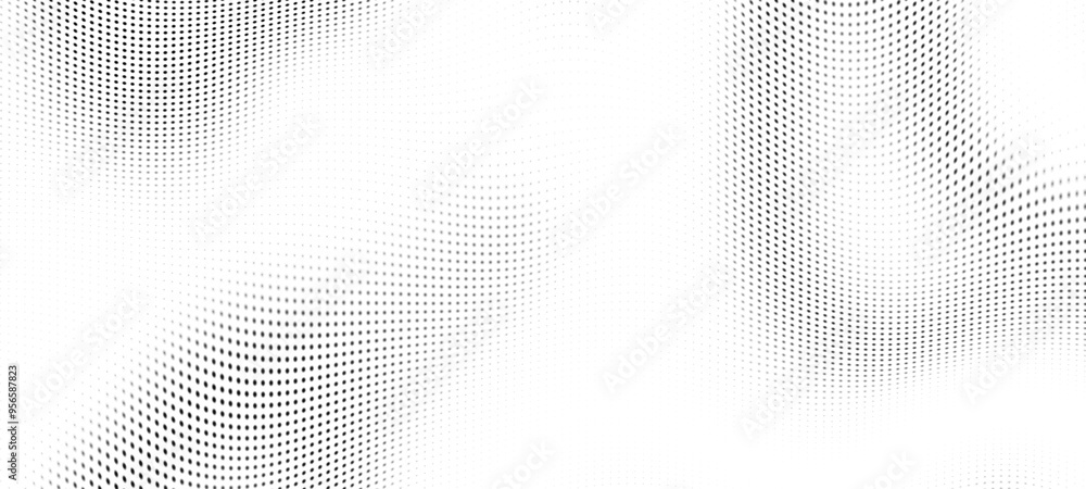 Poster Abstract digital wave of particles. Futuristic point wave. Technology background