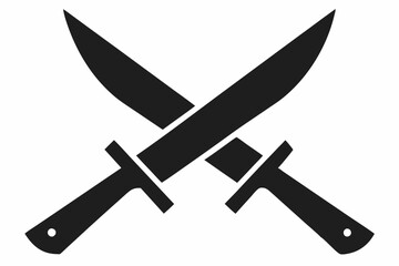 
Two knives crossed vector, Crossed swords icon, knife silhouette
