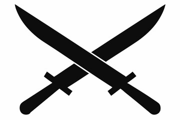 
Two knives crossed vector, Crossed swords icon, knife silhouette
