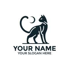 cat minimal elegant logo design vector silhouette, An elegant cute creative minimal cat head logo symbol icon silhouette design vector