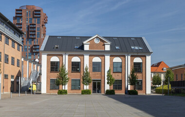 Walking in Silkeborg's streets with many beautiful buildings