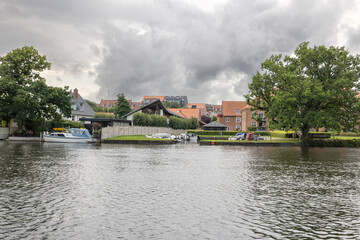 Walking in Silkeborg's streets with many beautiful buildings