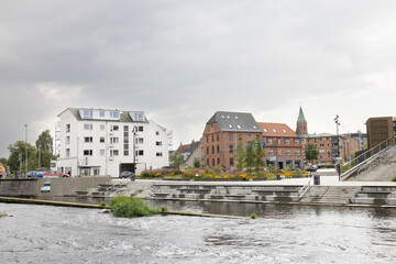 Fototapeta premium Walking in Silkeborg's streets with many beautiful buildings
