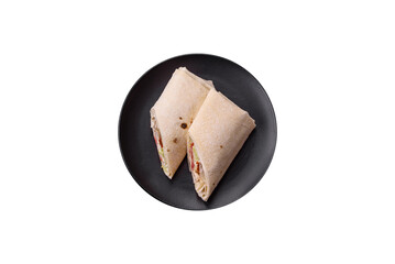 Delicious traditional shawarma or doner kebab with chicken