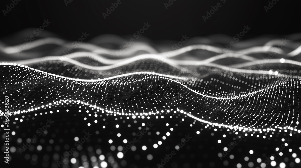 Poster array with dynamic particles. futuristic technology style. texture. vector illustration with particl