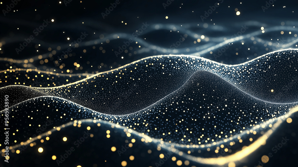 Poster array with dynamic particles. futuristic technology style. texture. vector illustration with particl